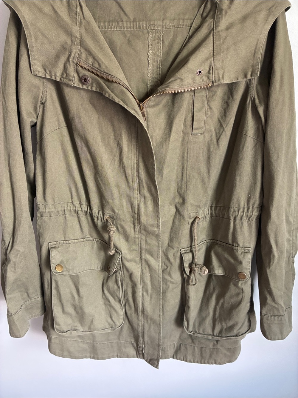 Olive Utility Jacket with Drawstring Waist - Picture 3 of 6